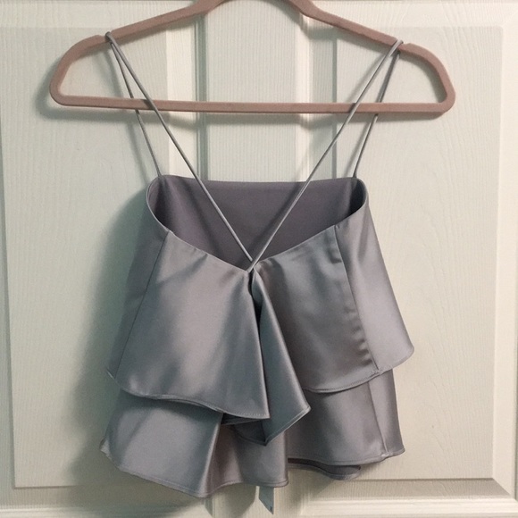 NWT Zara ruffle crop top xs silver - Picture 2 of 5